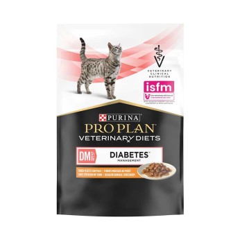 Purina Pro Plan Veterinary Diets Cat DM Diabetes Management 85gr (φακελάκι Κοτόπουλο σε Σάλτσα)