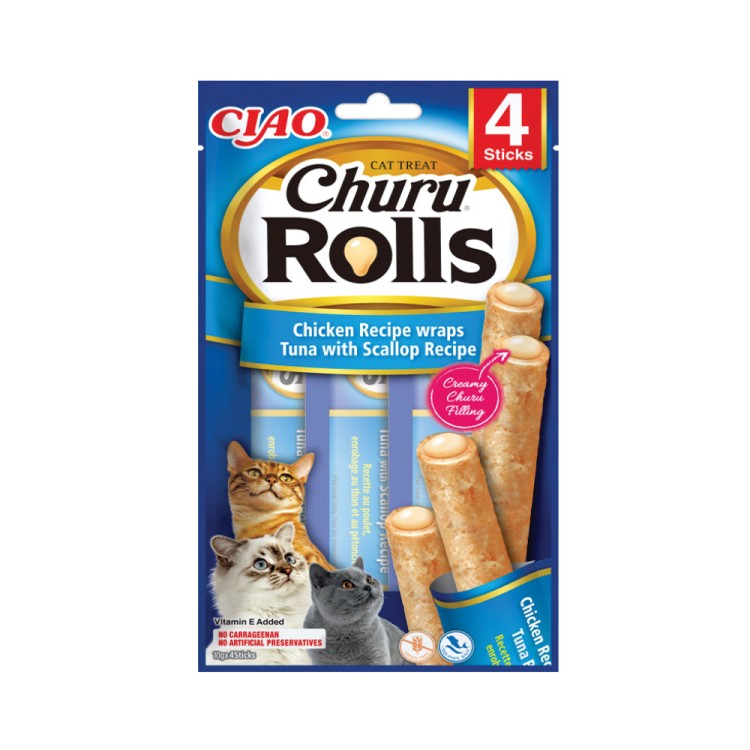 Churu Cat Rolls Chicken & Tuna & Scallops 40gr (Κοτόπουλο - Τόνος - Χτένια)