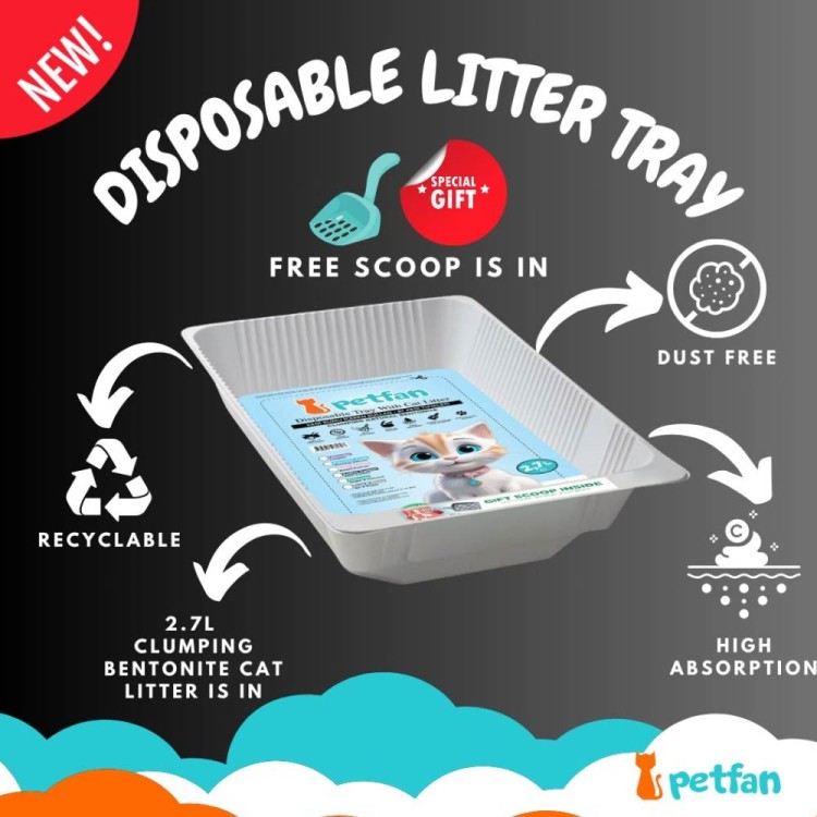 Petfan Disposable Tray with Cat Litter 2,7lt & Gift Scoop Inside