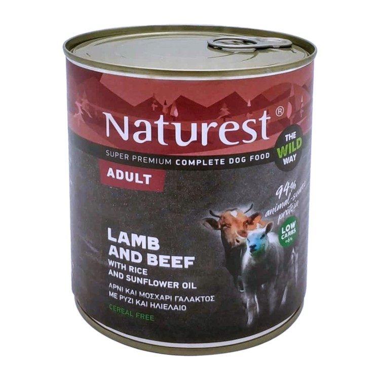 Naturest Adult Lamb Beef Rice Sunflower Oil 800gr