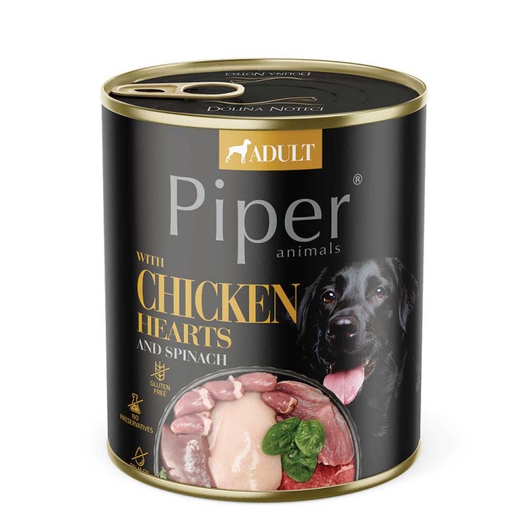 Piper Adult Dog with Chicken Hearts & Spinach 800gr (Καρδιές από Κοτόπουλο & Σπανάκι)