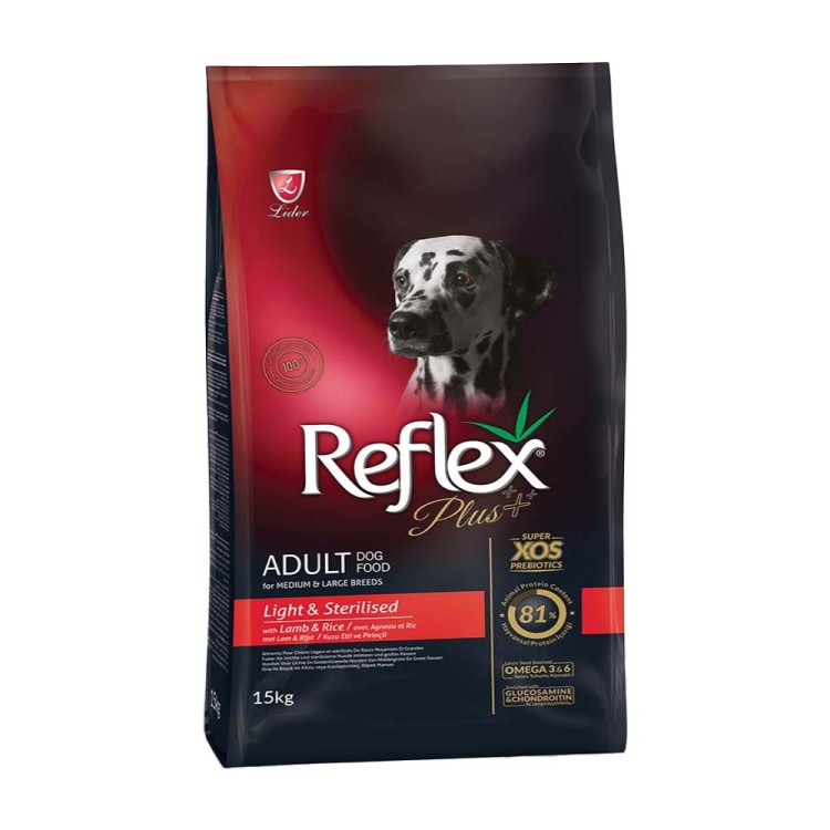 Reflex Plus Medium/Large Light & Sterilised Adult Dog Αρνί 15kg