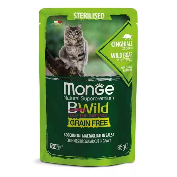 Monge Bwild Grain Free Sterilised με Αγριόχοιρο & Λαχανικά 85gr (σε σάλτσα)