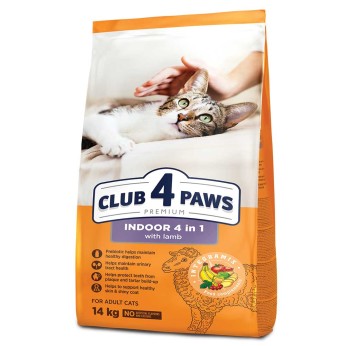 Club 4 Paws Premium Cat 4in1 Indoor με Αρνί (Κατάλληλη Και Για Στειρωμένα) 14kg