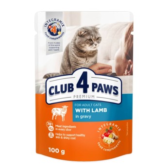 Club 4 Рaws Premium pouch Lamb in Gravy for Adult Cats 100gr (με Αρνί σε Σάλτσα)