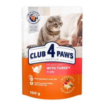 Club 4 Рaws Premium pouch Turkey in Jelly for Adult Cats 100gr (με Γαλοπούλα σε Ζελέ)