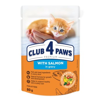 Club 4 Рaws Premium Salmon in Gravy Kittens 80gr (με Σολομό σε Σάλτσα)