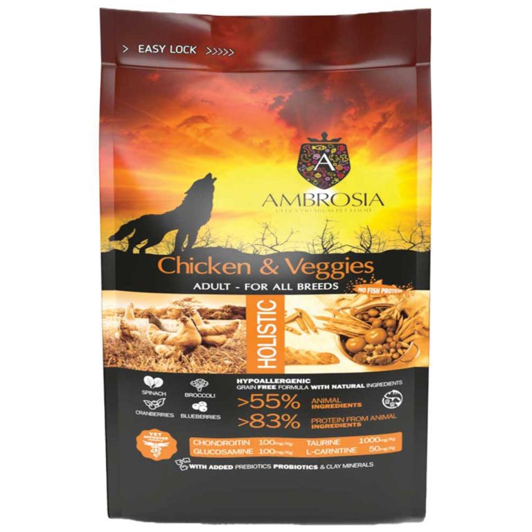 Ambrosia Holistic Grain Free Adult Regular Dog Chicken & Vegies 2kg (Κοτόπουλο - Λαχανικά)