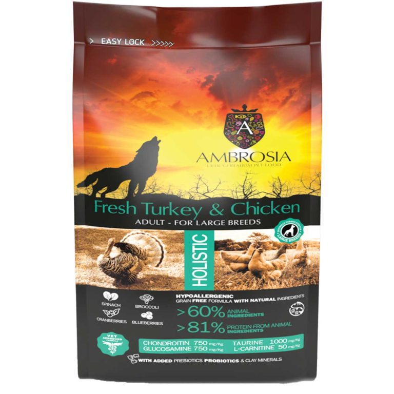 Ambrosia Holistic Grain Free Adult Large Dog Turkey & Chicken 12kg (Γαλοπούλα - Κοτόπουλο)