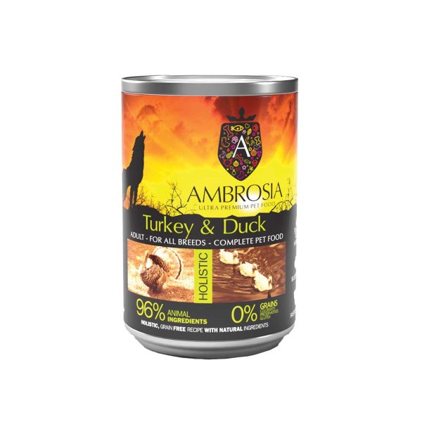 Ambrosia Grain Free Holistic Pate Adult Sensitive Dog Turkey & Duck 400gr (Πατέ Γαλοπούλα - Πάπια)