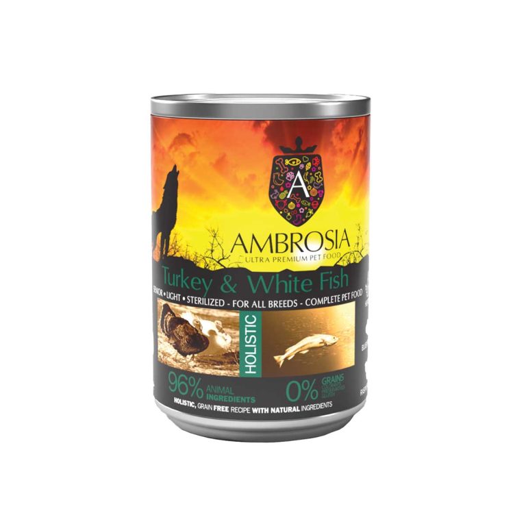 Ambrosia Grain Free Holistic Pate Senior - Light Dog Turkey & White Fish 400gr (Πατέ Γαλοπούλα - Λευκό Ψάρι)