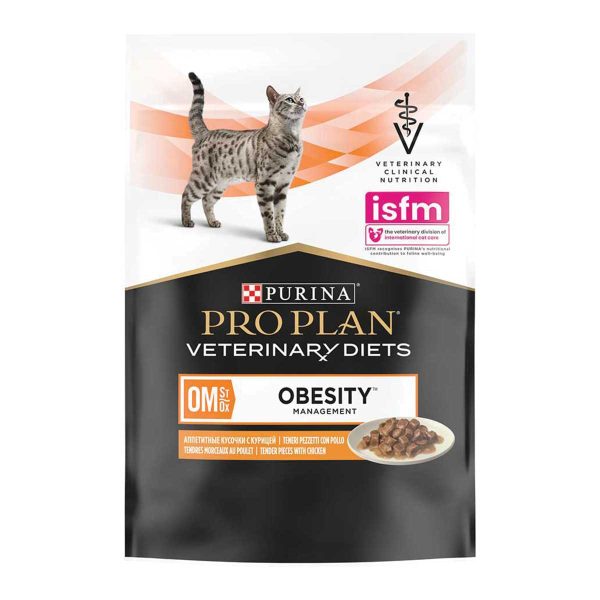 Purina Pro Plan Veterinary Diets Cat OM St/Ox Obesity Management 85gr (Φακελάκι Κοτόπουλο σε Σάλτσα)