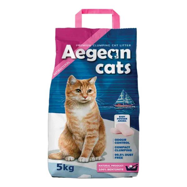 Aegean Cat Litter Betonite Baby Powder 5kg (Άμμος Μπετονίτη - Παιδική Πούδρα)