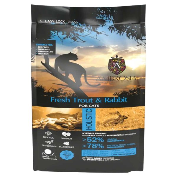 Ambrosia Grain Free Holistic Sterilised Adult Cat & Senior Fresh Trout & Rabbit 1.5kg (Πέστροφα - Κουνέλι)