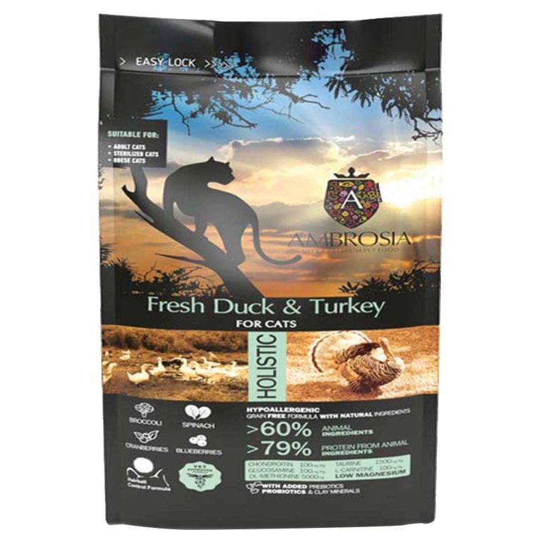 Ambrosia Grain Free Holistic Sterilised Adult Cat Fresh Duck & Turkey 1.5kg (Πάπια - Γαλοπούλα)