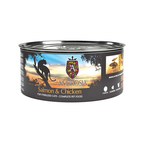 Ambrosia Grain Free Holistic Sterilised Cat & Senior Light Salmon & Chicken 150gr (Σολομός - Κοτόπουλο)