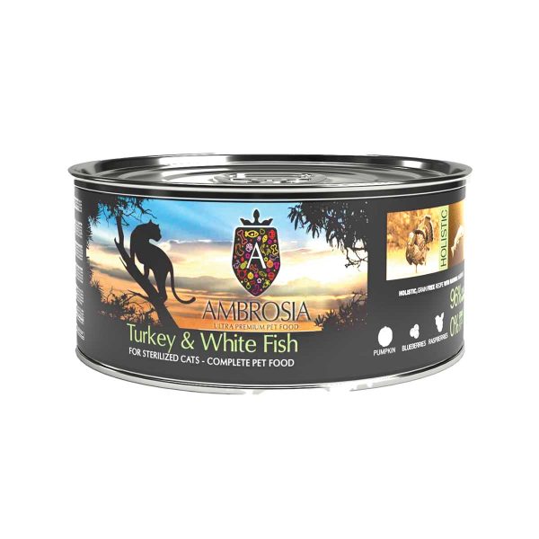 Ambrosia Grain Free Holistic Sterilised Cat & Senior Light Turkey & White Fish 150gr (Γαλοπούλα - Λευκό Ψάρι)