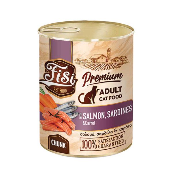 Fisi Premium Cat Adult with Salmon Sardines & Carrot in Sauce 400gr (Σολομός Σαρδέλες & Καρότο σε Σάλτσα)