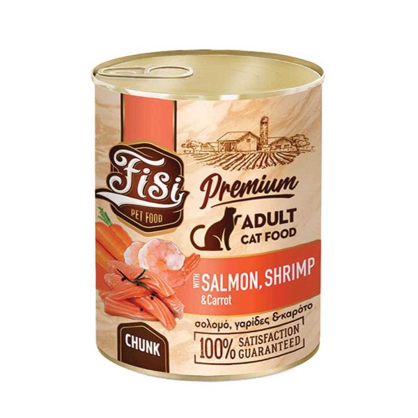 Fisi Premium Cat Adult with Salmon Shrimp & Carrot in Sauce 400gr (Σολομός Γαρίδα & Καρότο σε Σάλτσα)