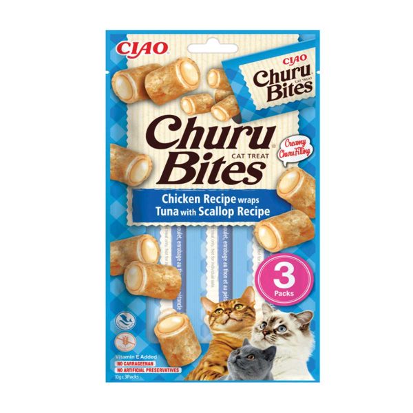 Churu Cat Bites Λιχουδιές Chicken & Tuna & Scallops 30gr (Κοτόπουλο - Τόνος - Χτένια)