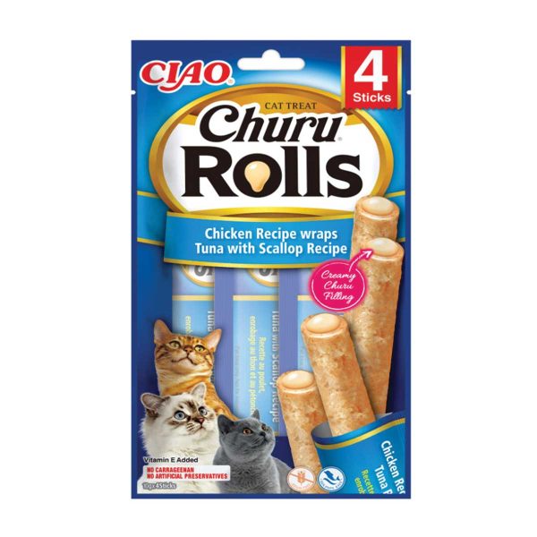 Churu Cat Rolls Chicken & Tuna & Scallops 40gr (Κοτόπουλο - Τόνος - Χτένια)