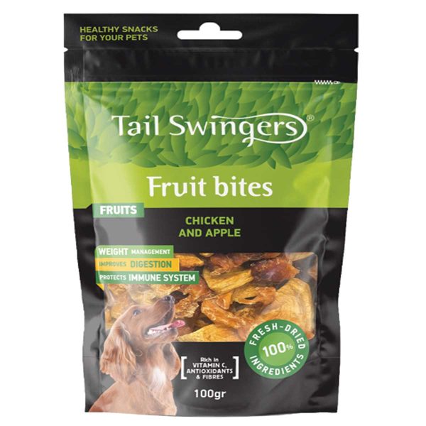 Tail Swingers Fruit Bites Chicken & Apple 100gr (Κοτόπουλο - Μήλο)