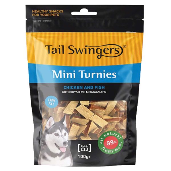 Tail Swingers Mini Turnies Chicken & Fish 100gr (Κοτόπουλο - Μπακαλιάρος)