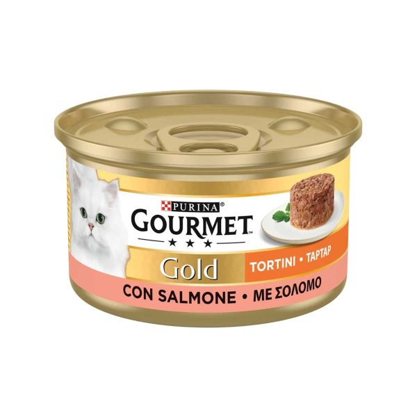 Purina Gourmet Gold Tartar Adult Cat with Salmon 85gr (Ταρτάρ με Σολομό)