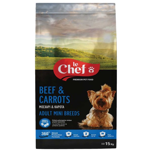 Le Chef Adult Dog Small Breed Beef & Carrots 15kg (Μοσχάρι - Καρότα)