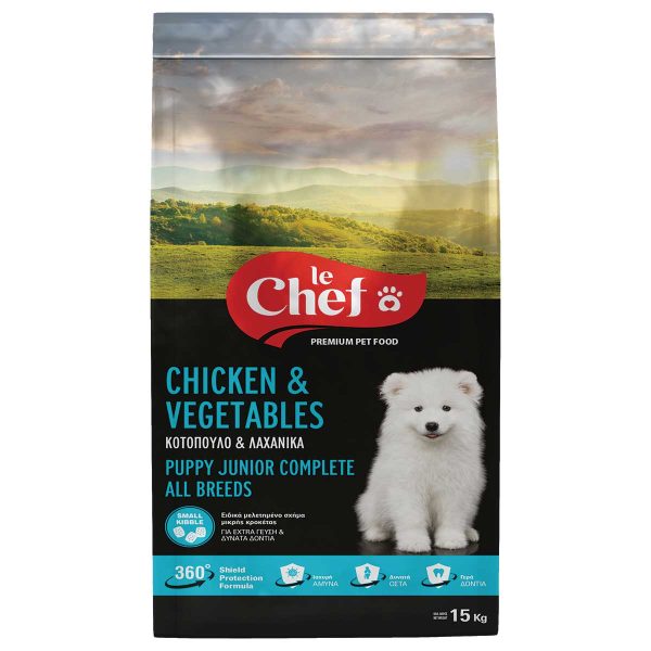 Le Chef Junior Dog All Breeds with Chicken & Vegetables 15kg (Κοτόπουλο - Λαχανικά)