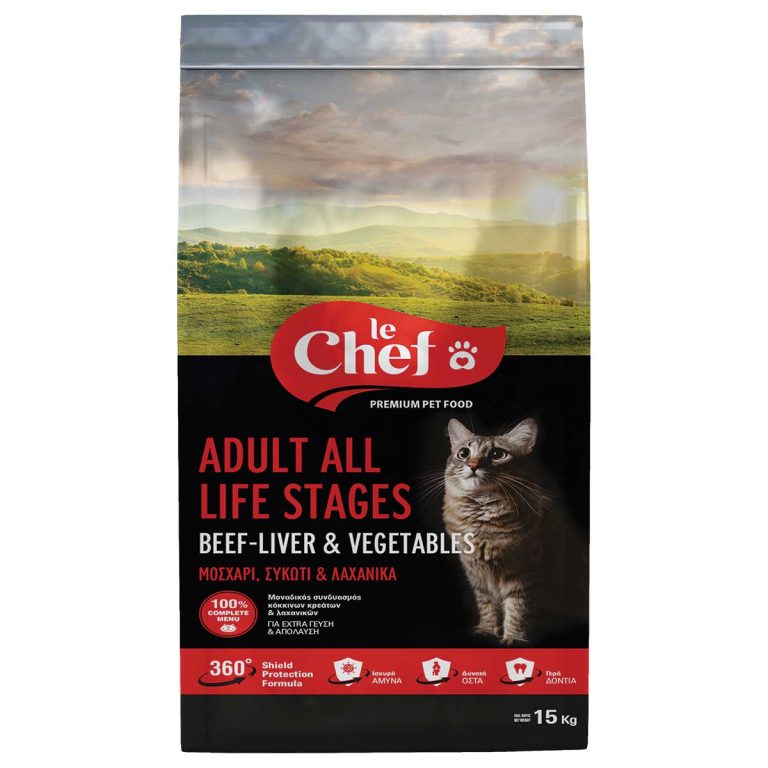 Le Chef Adult Cat with Beef-Liver & Vegetables 15kg (Μοσχάρι - Συκώτι - Λαχανικά)