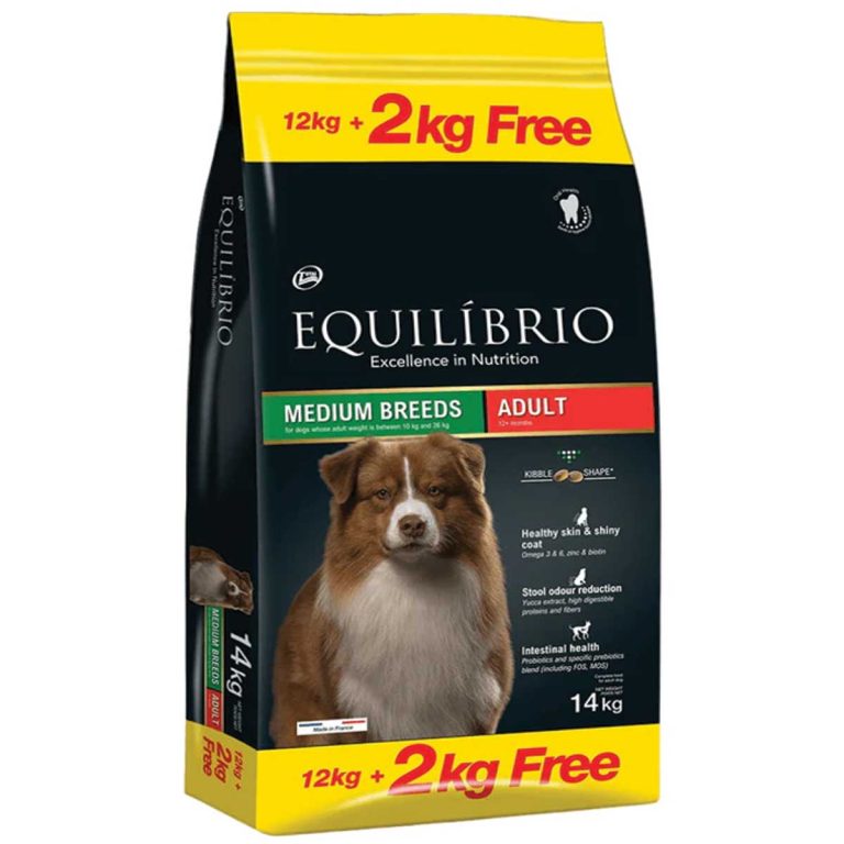 Equilibrio Adult Medium Breed with Poultry & Rice 12kg + 2kg Δώρο (Πουλερικά - Ρύζι)