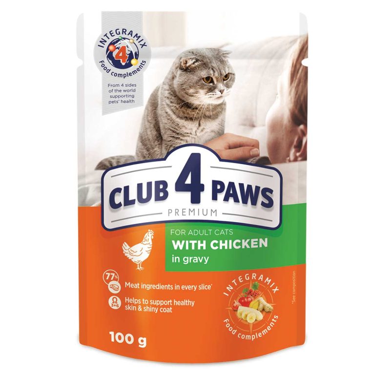 Club 4 Paws Premium Pouch for Adult Cat with Chicken in Gravy 100gr (Κοτόπουλο σε Σάλτσα)