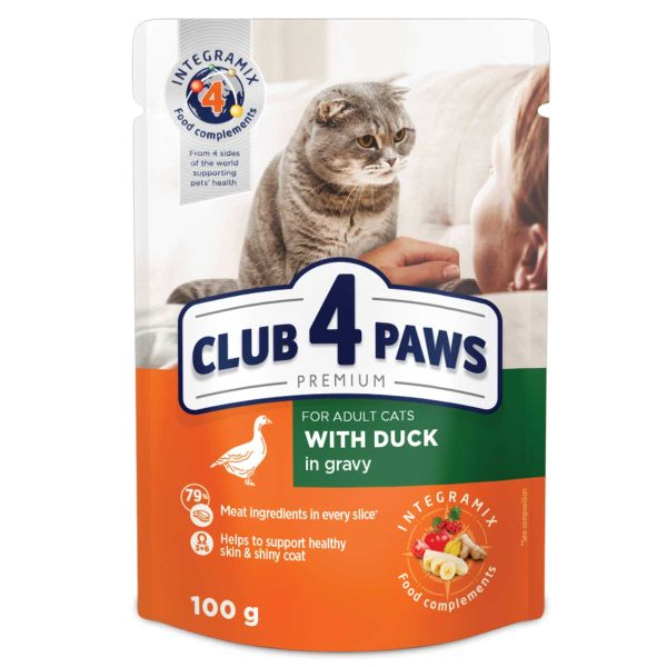 Club 4 Paws Premium Pouch for Adult Cat with Duck in Gravy 100gr (Πάπια σε Σάλτσα)