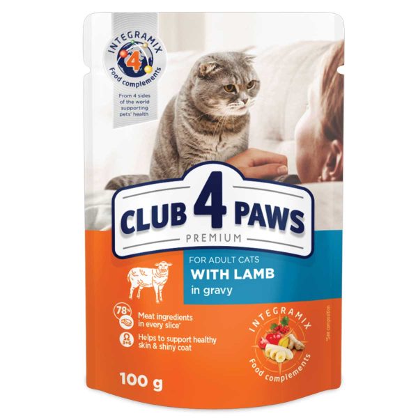 Club 4 Paws Premium Pouch for Adult Cat with Lamb in Gravy 100gr (Αρνί σε Σάλτσα)