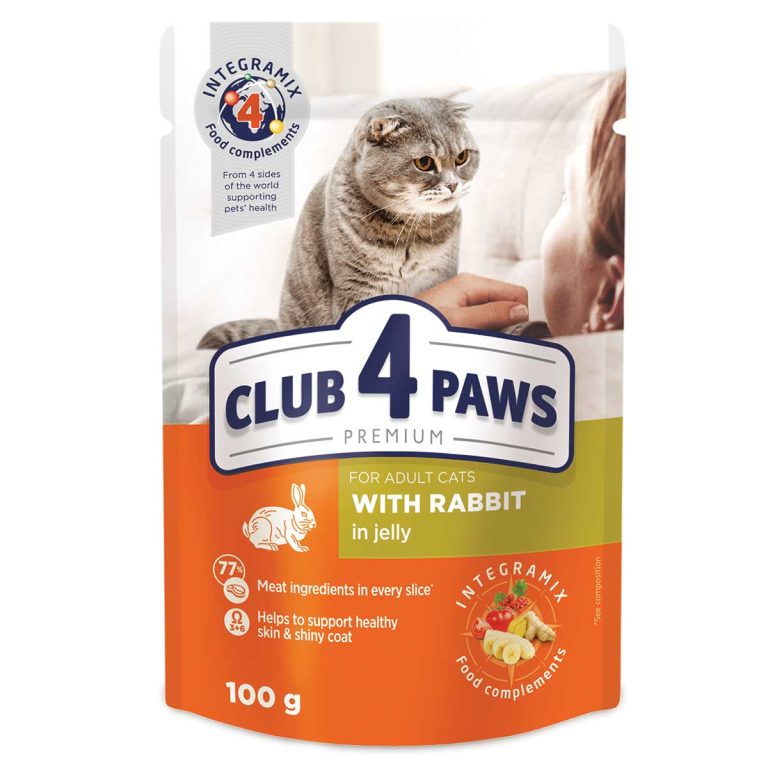 Club 4 Paws Premium Pouch for Adult Cat with Rabbit in Jelly 100gr (Κουνέλι σε Ζελέ)