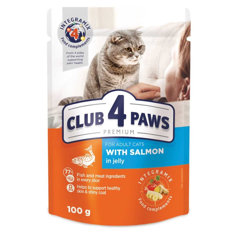 Club 4 Paws Premium Pouch for Adult Cat with Salmon in Jelly 100gr (Σολομός σε Ζελέ)