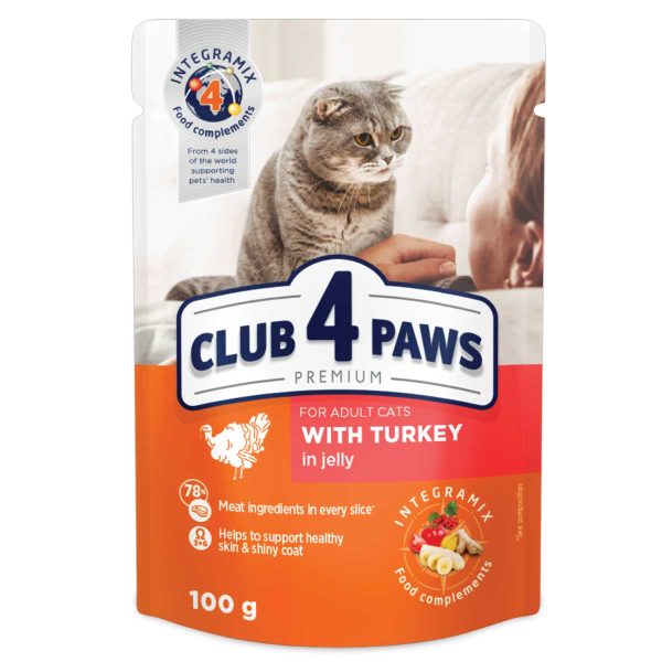 Club 4 Paws Premium Pouch for Adult Cat with Turkey in Jelly 100gr (Γαλοπούλα σε Ζελέ)