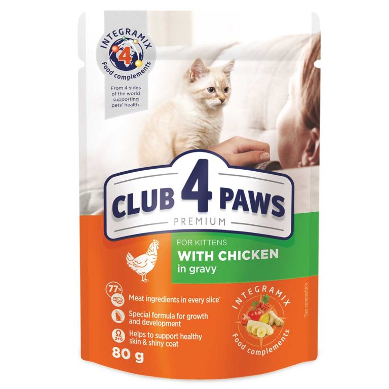 Club 4 Paws Premium Pouch for Kitten Cat with Chicken in Gravy 80gr (Κοτόπουλο σε Σάλτσα)