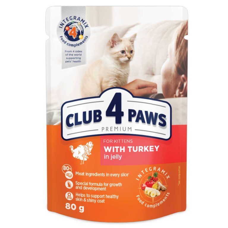 Club 4 Paws Premium Pouch for Kitten Cat with Turkey in Jelly 80gr (Γαλοπούλα σε Ζελέ)