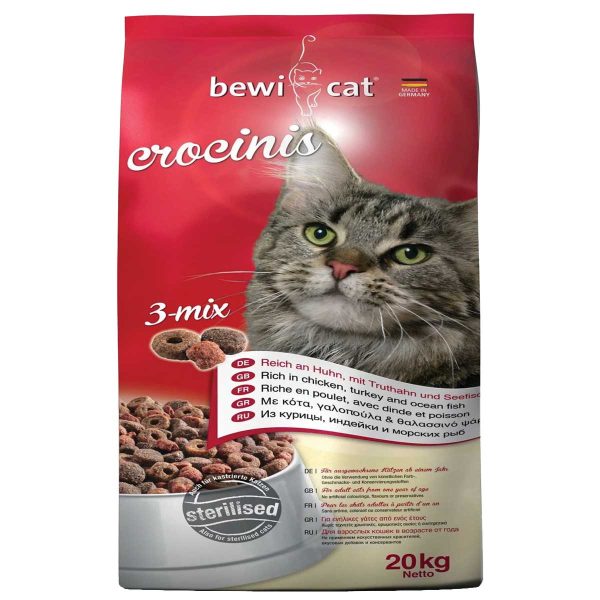 Bewi Crocinis 3-Mix for Sterilised Cat 20kg (Κοτόπουλο - Γαλοπούλα - Ψάρι)