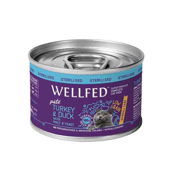 Wellfed Hairball Pate for Sterilised Cat with Turkey & Duck 200gr (Πατέ Γαλοπούλα - Πάπια)