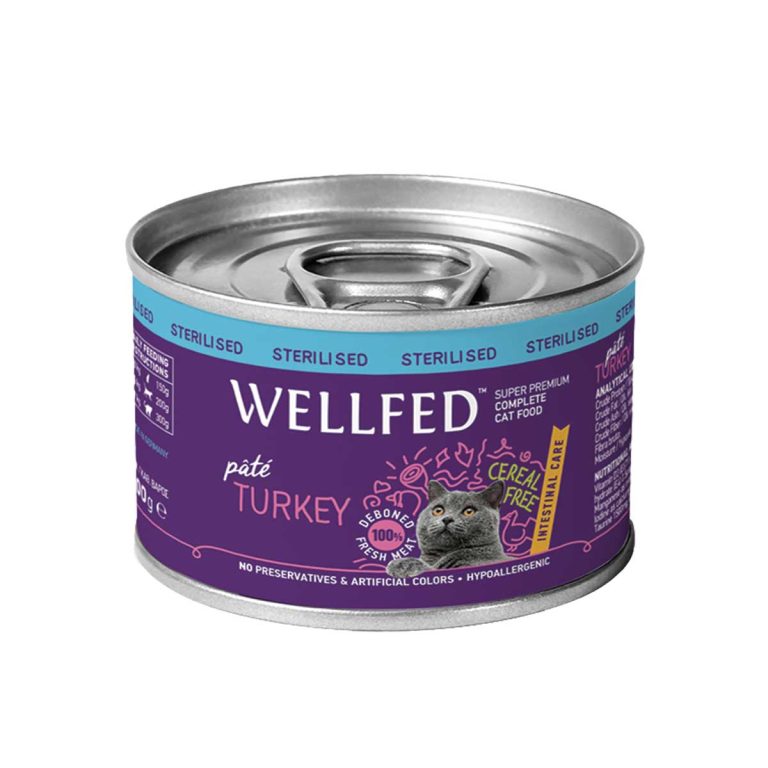 Wellfed Intestinal Pate for Sterilised Adult Cat with Turkey 200gr (Πατέ Γαλοπούλα)