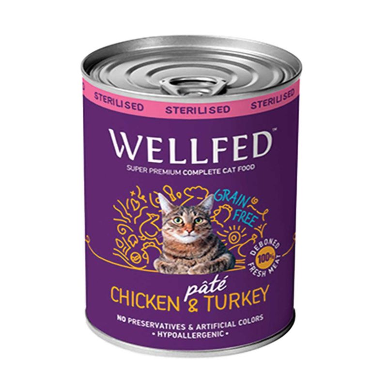 Wellfed Pate for Sterilised Adult Cat with Chicken & Turkey 400gr (Πατέ Κοτόπουλο - Γαλοπούλα)