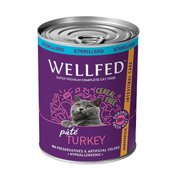 Wellfed Intestinal Pate for Sterilised Adult Cat with Turkey 400gr (Πατέ Γαλοπούλα)