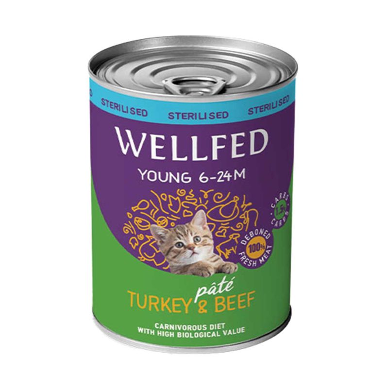 Wellfed Pate for Sterilised Young Cat with Turkey & Beef 400gr (Πατέ Γαλοπούλα - Μοσχάρι)