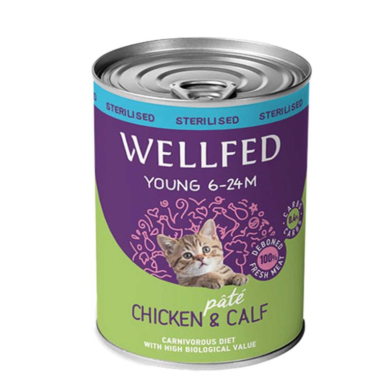 Wellfed Pate for Sterilised Young Cat with Chicken & Calf 400gr (Πατέ Κοτόπουλο - Μοσχαράκι)