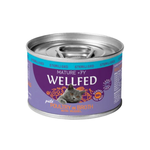 Wellfed Mature +7 Pate for Sterilised Cat with Poultry & Green-Lipped Mussel 200gr (Πατέ Πουλερικά - Πρασινόχειλο Μύδι)