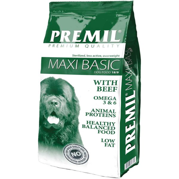 Premil Premium Maxi Basic Sterilised with Beef 15kg (Μοσχάρι)