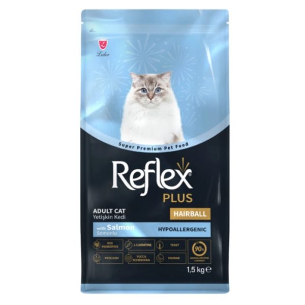 Reflex Plus Adult Cat Hairball & Indoor with Salmon 1.5kg (με Σολομό)